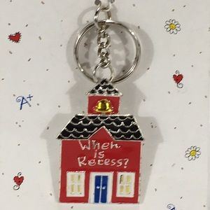 Papel When is Recess? School House Keychain, Red